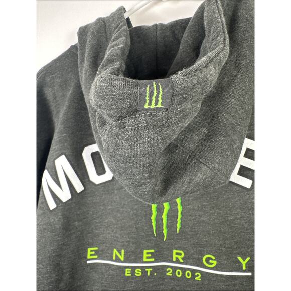 Monster Energy Zip-Up Hoodie Heather Charcoal Size Large SOFT - Picture 4 of 8